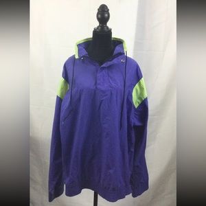Iced For Action Vintage Windbreaker Blue And Neon Green Men's XL Pullover Retro